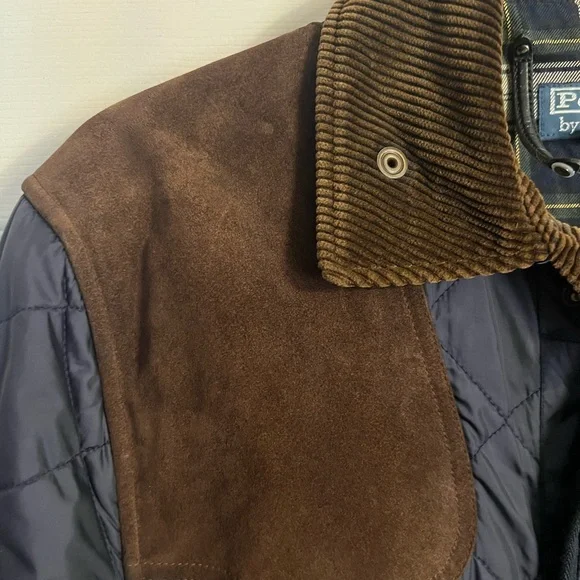 Polo Ralph Lauren Quilted Suede Patch Shooting Hunting Field Barn Jacket Blue- S - Picture 6 of 15